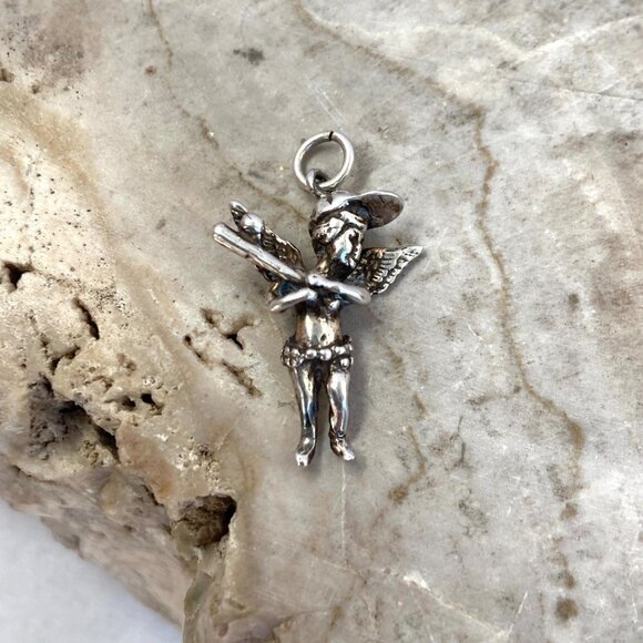 VTG Sterling Silver 925 PAX 3D Angel Boy Cherub Baseball Player Charm Pendant - Picture 4 of 16